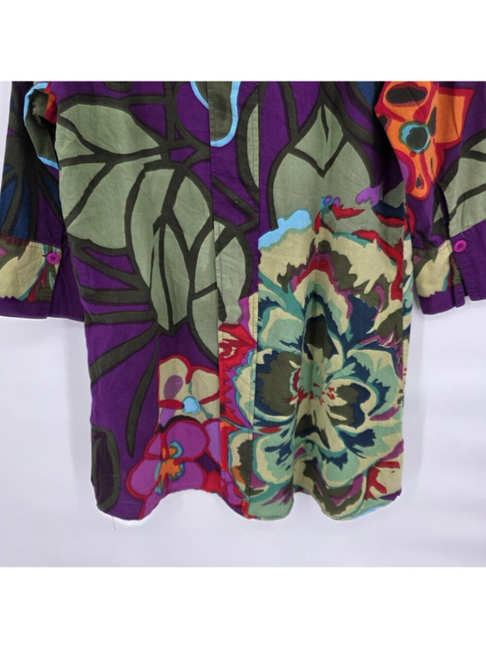 Soft Surroundings Tunic Shirt Women L Purple Floral Pockets Boho Artsy Lagenlook - Picture 10 of 15